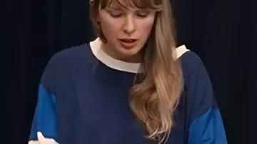 Taylor Swift The End of an Era Blue Sweatshirt worn by Self (Taylor Swift) as seen in Taylor Swift | The Eras Tour | The End of an Era (S01)