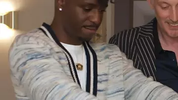 Emily In Paris S05 Samuel Arnold V-Neck Cardigan worn by Julien (Samuel Arnold) as seen in Emily in Paris (S05)