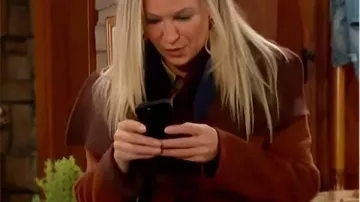 The Young And The Restless 2025 Sharon Case Brown Coat worn by Sharon Collins (Sharon Case) in The Young and the Restless