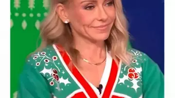 Live With Kelly And Mark 2025 Kelly Ripa Christmas Cardigan worn by Self - Host (Kelly Ripa) in LIVE with Kelly and Mark