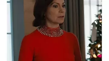 Elsbeth S03 Carrie Preston Red Embellished Sweatshirt worn by Elsbeth Tascioni (Carrie Preston) as seen in Elsbeth (S03)