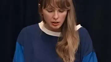 The End of an Era Taylor Swift Blue Sweatshirt worn by Self (Taylor Swift) as seen in Taylor Swift | The Eras Tour | The End of an Era (S01)