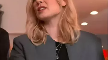 Alexandra Breckenridge My Secret Santa 2025 Grey Jacket worn by Taylor (Alexandra Breckenridge) in My Secret Santa