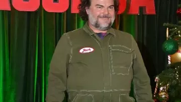 Anaconda London Photocall Jack Black Jumpsuit in the music video Jack Black & Paul Rudd SLAY Anaconda Photocall at Claridge's London! ????