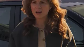 The Revenge Club 2025 Emily Hunter Black Jacket worn by Emily (Aimee-Ffion Edwards) in The Revenge Club (S01)