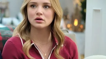 A Make or Break Holiday Hunter King Red Half Zip Top worn by Liv (Hunter King) as seen in A Make or Break Holiday
