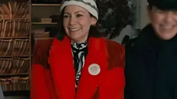 Elsbeth S03 Carrie Preston Red Check Coat worn by Elsbeth Tascioni (Carrie Preston) as seen in Elsbeth (S03)