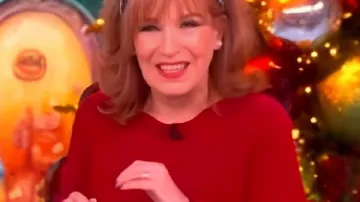 The View Joy Behar Red Christmas Sweatshirt worn by Joy Behar as seen in The View
