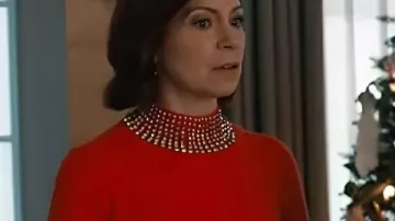 Elsbeth S03 Carrie Preston Embellished Neck Sweatshirt worn by Elsbeth Tascioni (Carrie Preston) as seen in Elsbeth (S03)