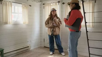 Free People Quilted Dolman-Sleeve Jacket worn by Ella Gaines as seen in Fixer Upper: Colorado Mountain House (S01E01)
