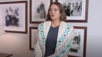 Michael Hoban North Beach Vintage Leather Jacket with Fringe worn by Khloé Kardashian as seen in The Kardashians (S07E09)