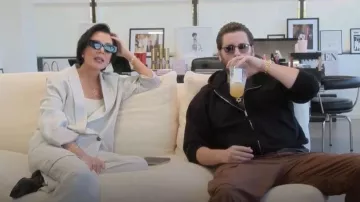 The Row Nat Double-breasted Silk and Linen Blazer worn by Kris Jenner as seen in The Kardashians(S07E09)