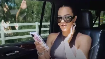 Bottega Veneta ewear Osservatorio Oversized aviator-style Acetate Sunglasses worn by Khloé Kardashian as seen in The Kardashians(S07E09)