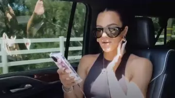 Bottega Veneta ewear Osservatorio Oversized aviator-style Acetate Sunglasses worn by Khloé Kardashian as seen in The Kardashians(S07E09)