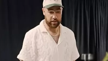 The End of an Era 2025 Travis Kelce Crochet Shirt worn by Self (Travis Kelce) in Taylor Swift | The Eras Tour | The End of an Era