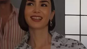 Safety Pin Print Shirt worn by Emily Cooper (Lily Collins) as seen in Emily in Paris (S05)