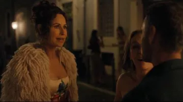 Giambattista Valli F/W 2025 Beige Fringe Coat worn by Princess Jane (Minnie Driver) as seen in Emily in Paris (S05E01)