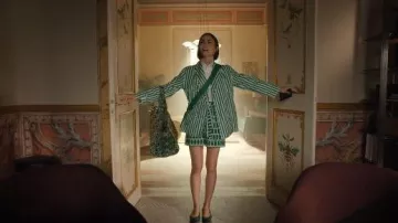 Sebline Cord Embroidered Striped Cotton Jacket worn by Emily Cooper (Lily Collins) as seen in Emily in Paris (S05E01)