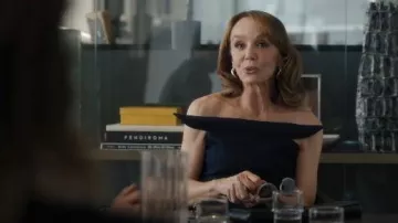 Kate Barton Symmetrical Sculpted Denim Corset Top worn by Sylvie Grateau (Philippine Leroy-Beaulieu) as seen in Emily in Paris (S05E02)