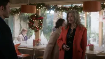 Zara Orange Coat worn by Delilah (Mary McDonnell) as seen in Twelve Dates 'Til Christmas (S01E04)