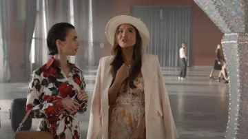 Ruslan Baginskiy Grosgrain Trimmed Embellished Straw Fedora worn by Mindy Chen (Ashley Park) as seen in Emily in Paris (S05E02)