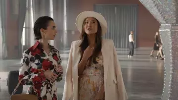 Ruslan Baginskiy Grosgrain Trimmed Embellished Straw Fedora worn by Mindy Chen (Ashley Park) as seen in Emily in Paris (S05E02)