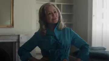 Moskada Blue Bow Dress worn by Delilah (Mary McDonnell) as seen in Twelve Dates 'Til Christmas (S01E06)