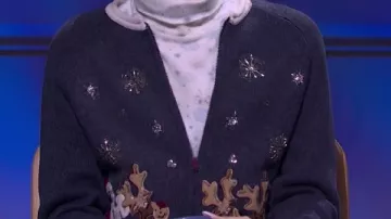 Saturday Night Live S51 Ariana Grande Navy Blue Christmas Cardigan