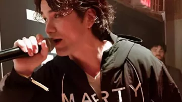 Giullian Yao Gioiello Marty Supreme Black Jacket as seen in Marty Supreme