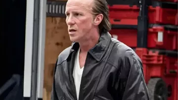 Madden 2026 Al Davis Black Leather Jacket worn by Al Davis (Christian Bale) as seen in Madden