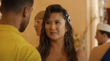 Yana Nesper Delicate Pearl Earrings worn by Mindy Chen (Ashley Park) as seen in Emily in Paris (S05E02)