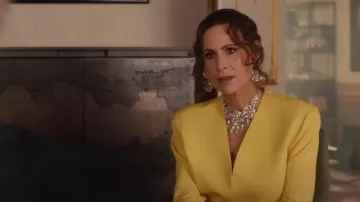 Mugler Yellow Blazer worn by Princess Jane (Minnie Driver) as seen in Emily in Paris (S05E03)