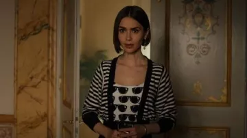 Moschino Printed Swimsuit worn by Emily Cooper (Lily Collins) as seen in Emily in Paris (S05E03)