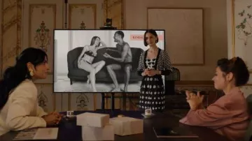 Vivienne Westwood Polka Dot Wool Maxi Skirt worn by Emily Cooper (Lily Collins) as seen in Emily in Paris (S05E03)