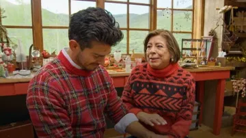 Sandro Tartan Plaid Sweater worn by Angel as seen in Finding Mr. Christmas (S02E07)