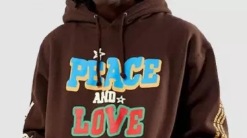 Peace and Love Brown Hoodie