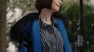 Emily In Paris S05 Lily Collins Blue Printed Coat