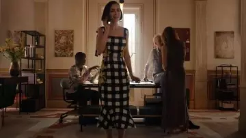 Dolce & Gabbana Plaid Print Midi Dress worn by Emily Cooper (Lily Collins) as seen in Emily in Paris (S05E04)