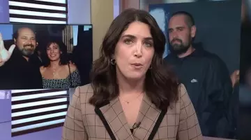 Halogen Windowpane Fringe Trim Double Breasted Blazer worn by Liz Kreutz as seen in Today on  December 22, 2025