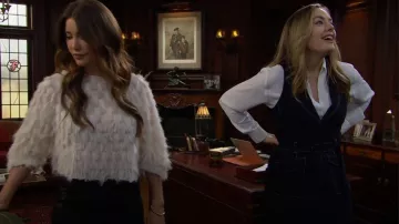 Cinq a Sept Belize Topstitch Belted Minidress worn by Hope Logan ( Annika Noelle) as seen in The Bold and the Beautiful on December 18, 2025