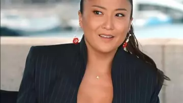 Emily In Paris S05 Ashley Park Pinstriped Blazer worn by Mindy Chen (Ashley Park) as seen in Emily in Paris (S05)