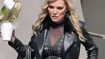 Margo’s Got Money Troubles 2026 Michelle Pfeiffer Leather Jacket worn by Shyanne (Michelle Pfeiffer) as seen in Margo's Got Money Troubles (S01E01)