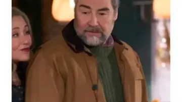 Twelve Dates Til Christmas 2025 Nathaniel Parker Brown Jacket worn by Mac (Nathaniel Parker) in Twelve Dates 'Til Christmas