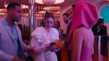 Aquazzura Tequila Crystal Embellished Clutch worn by Emily Cooper (Lily Collins) as seen in Emily in Paris (S05E05)