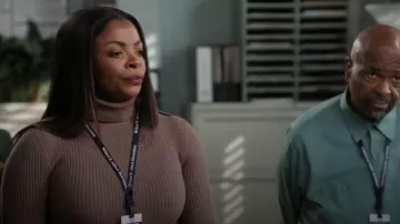 Reiss Mocha Vinette Ribbed Roll Neck Belted Midi Dress worn by Ava Coleman (Janelle James) as seen in Abbott Elementary (S05E08)