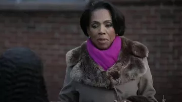 Via Spiga Women's Faux-Fur-Trim Belted Wrap Coat worn by Barbara Howard (Sheryl Lee Ralph) as seen in Abbott Elementary (S05E08)