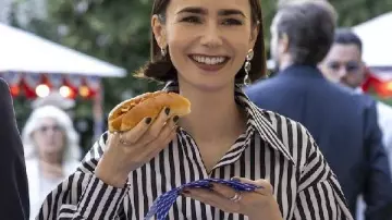 Emily In Paris S05 Lily Collins Striped Shirt worn by Emily Cooper (Lily Collins) as seen in Emily in Paris (S05)