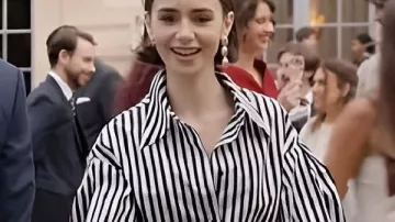 Emily In Paris S05 Lily Collins Denim Skirt worn by Emily Cooper (Lily Collins) as seen in Emily in Paris (S05)