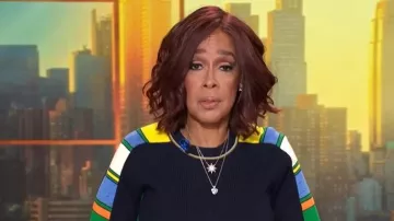 Victoria Beckham Striped ribbed Cotton-blend Sweater worn by Gayle King as seen in CBS Mornings on December 19, 2025