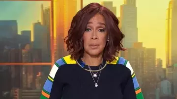 Victoria Beckham Striped ribbed Cotton-blend Sweater worn by Gayle King as seen in CBS Mornings on December 19, 2025